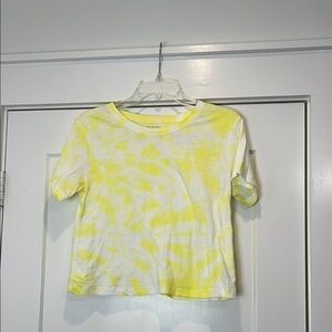 Athleta Yellow and White tie dyed tee size small. In great condition!